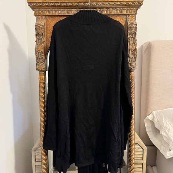 Sara Pacini Cardigan Double Zipper Black Knit Drawstring Waist - Picture 5 of 6